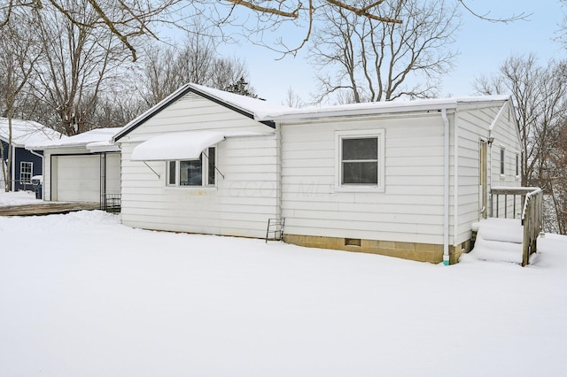 exterior space with a garage