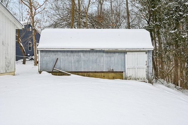 view of snow covered structure