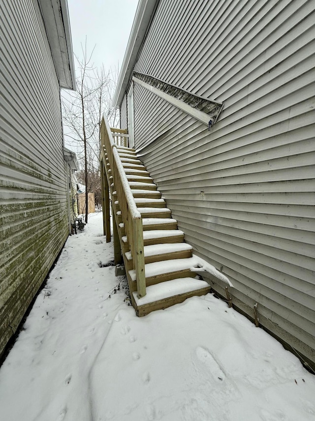 view of snow covered exterior