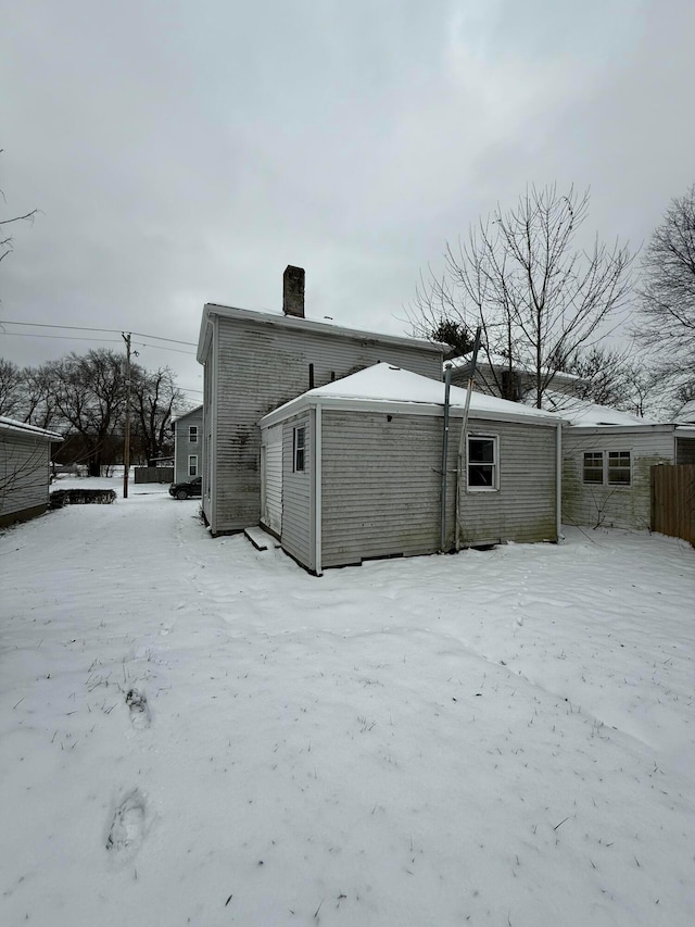 view of snow covered exterior