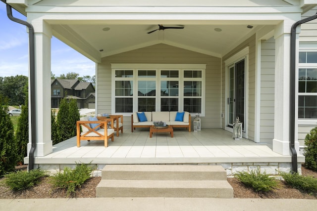 view of patio / terrace featuring ceiling fan