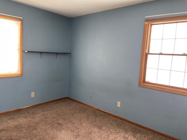 view of carpeted spare room