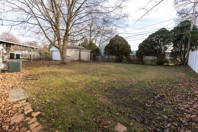 view of yard featuring central AC