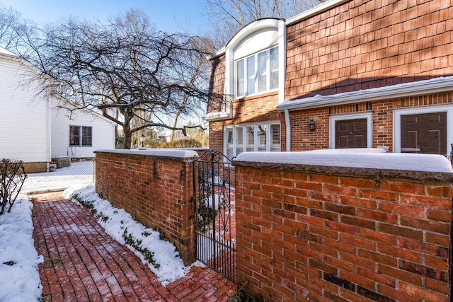 view of snow covered exterior