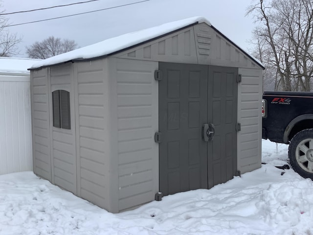 view of snow covered structure