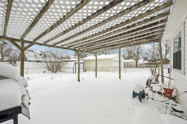 view of yard layered in snow