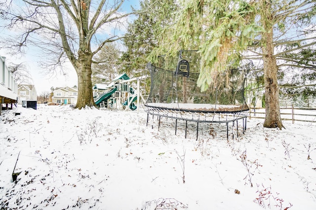 view of snow covered playground