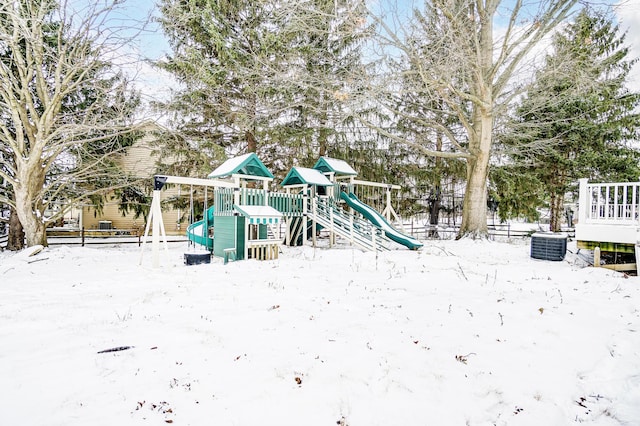 view of snow covered playground