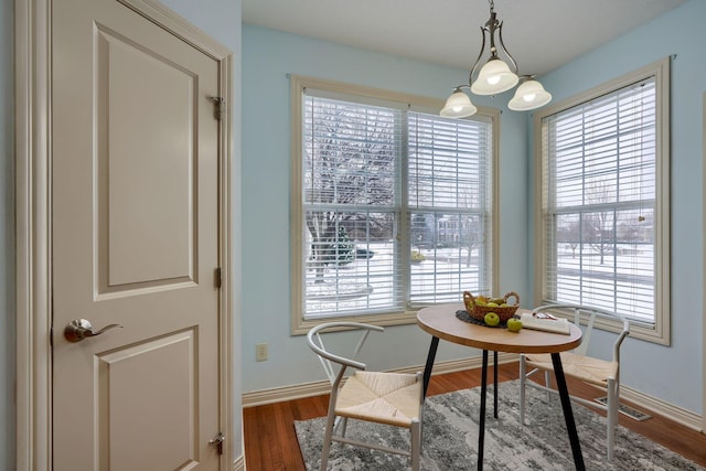 dining space featuring hardwood / wood-style flooring