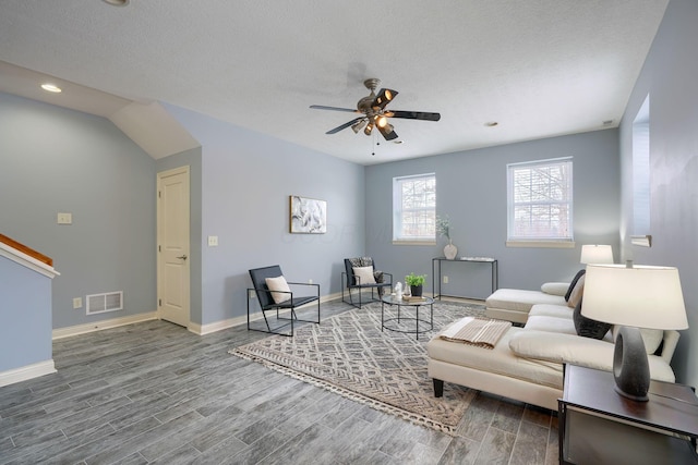 living room with ceiling fan