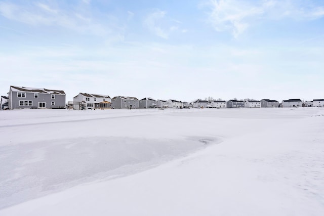 view of yard covered in snow