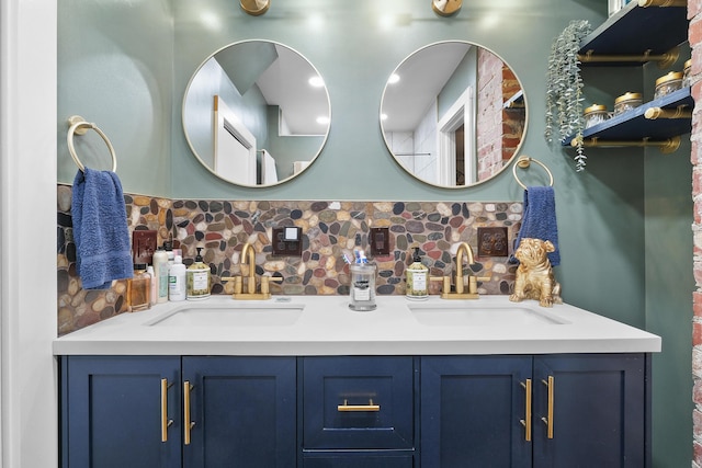 bathroom featuring tasteful backsplash and vanity