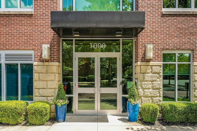 property entrance with french doors