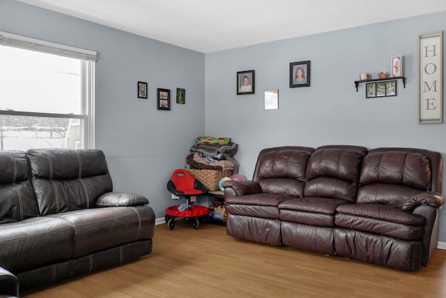 living room with light wood-type flooring