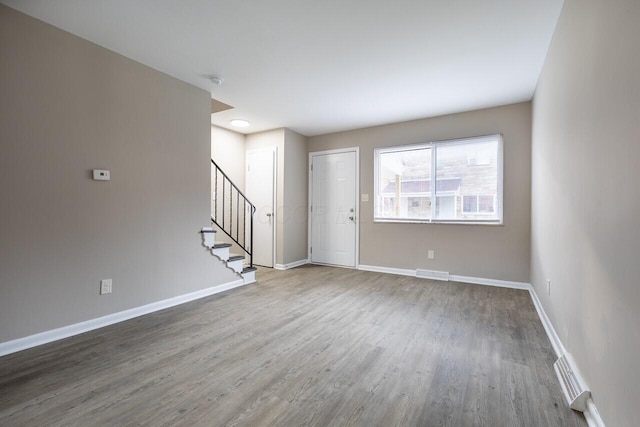 unfurnished living room featuring hardwood / wood-style flooring