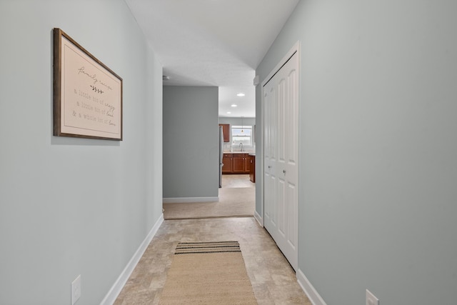 hallway with sink