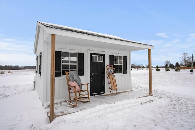 view of snow covered structure