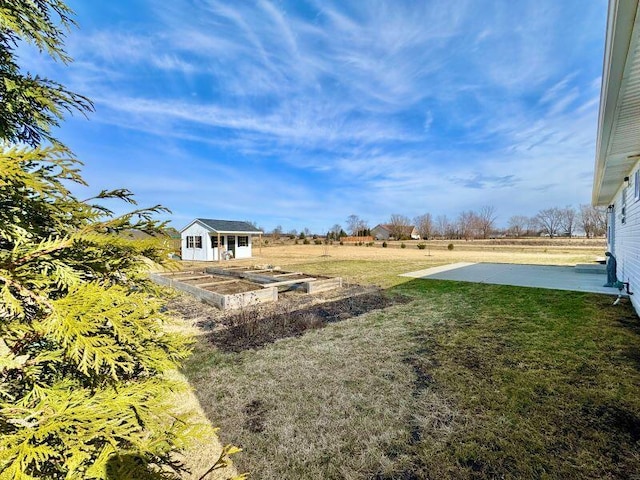 view of yard with a storage shed