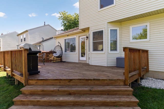 deck featuring grilling area