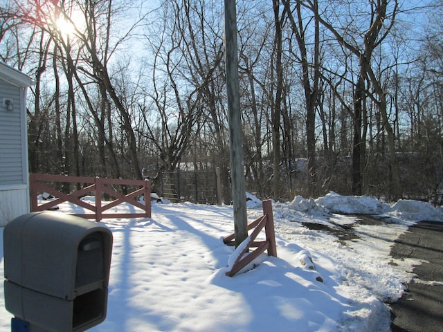 view of yard covered in snow