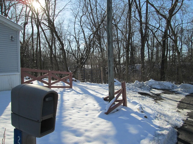 view of yard covered in snow