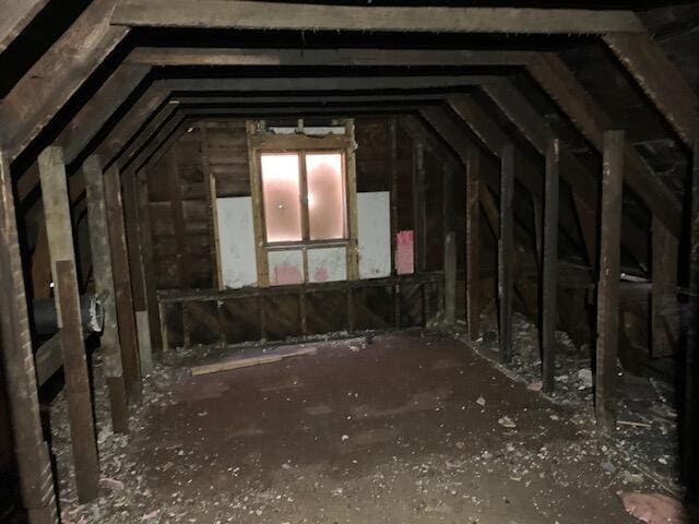 view of unfinished attic