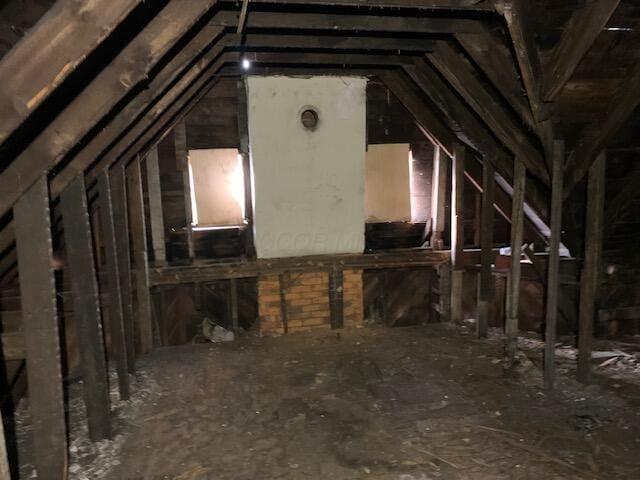 view of unfinished attic