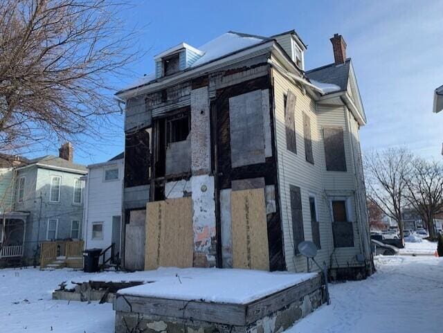 view of snow covered exterior