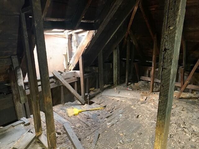 view of unfinished attic