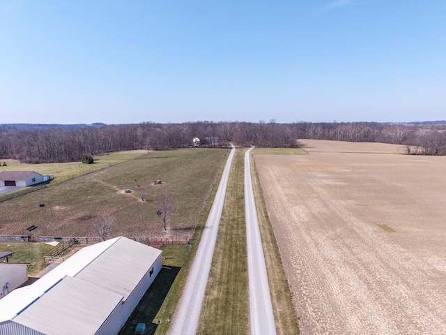 drone / aerial view featuring a rural view