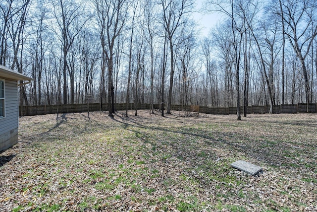 view of yard with a fenced backyard