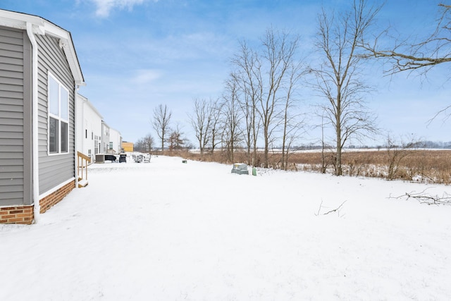 view of yard covered in snow