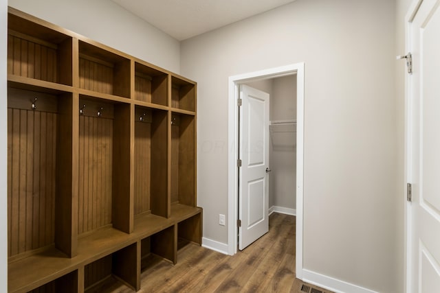 mudroom featuring wood-type flooring