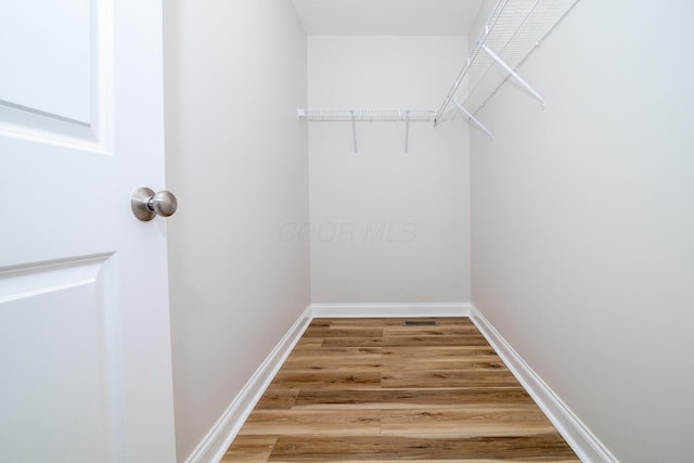 spacious closet with hardwood / wood-style floors