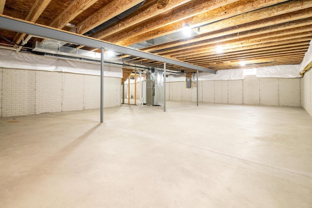 basement with heating unit