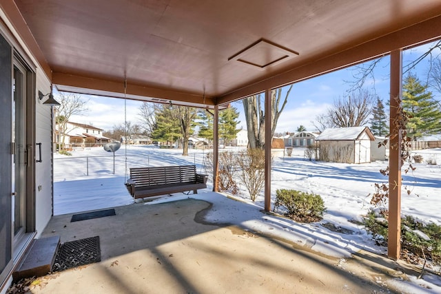 exterior space with a storage unit