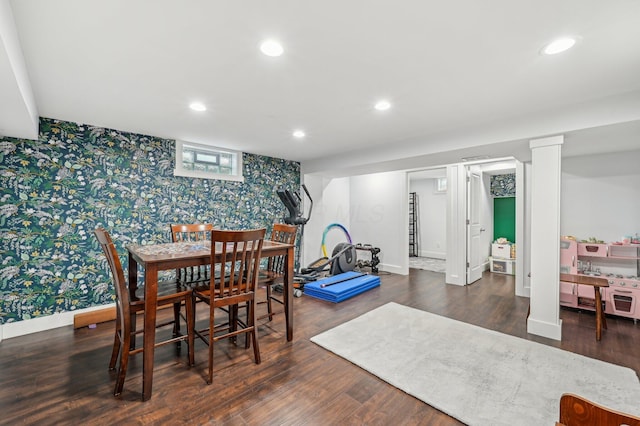 dining room featuring dark hardwood / wood-style flooring