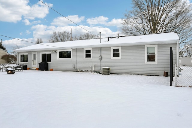 view of snow covered property