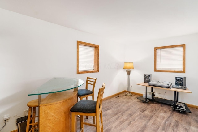 office space featuring hardwood / wood-style floors