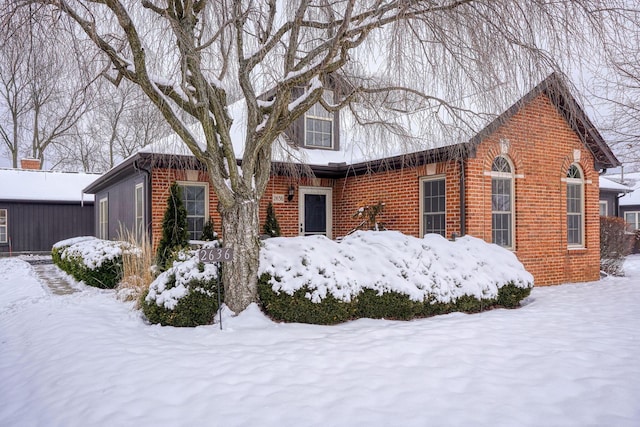 view of snow covered exterior