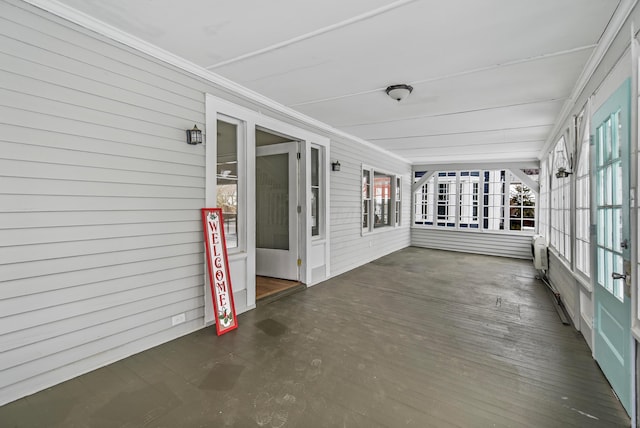 view of unfurnished sunroom