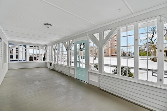 view of unfurnished sunroom