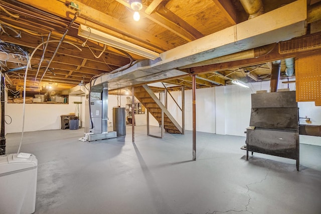 basement with heating unit