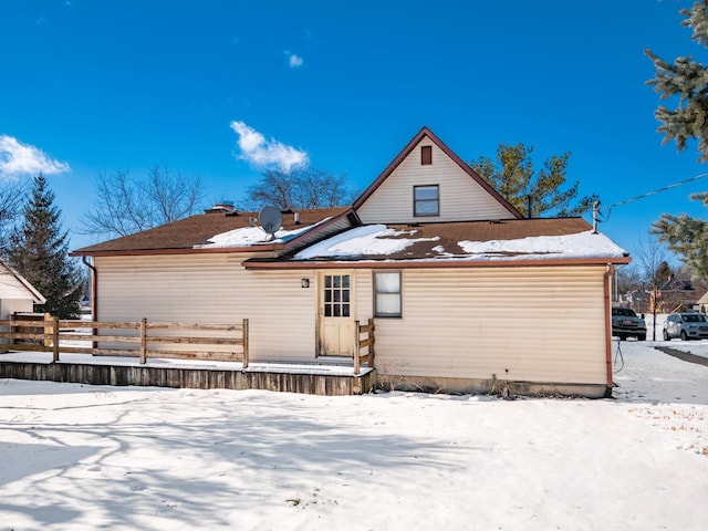 view of snow covered property