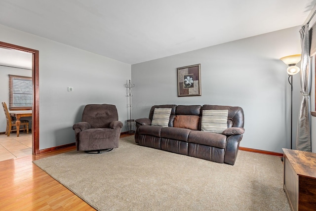 living room with hardwood / wood-style floors