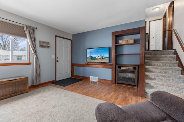 living room featuring light hardwood / wood-style flooring