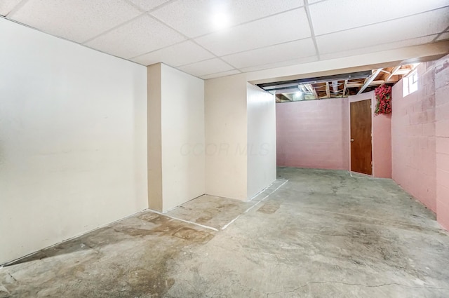 basement with a drop ceiling