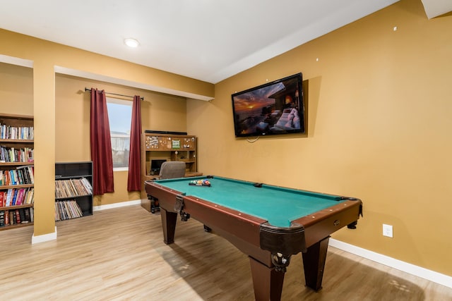 rec room featuring pool table and light wood-type flooring