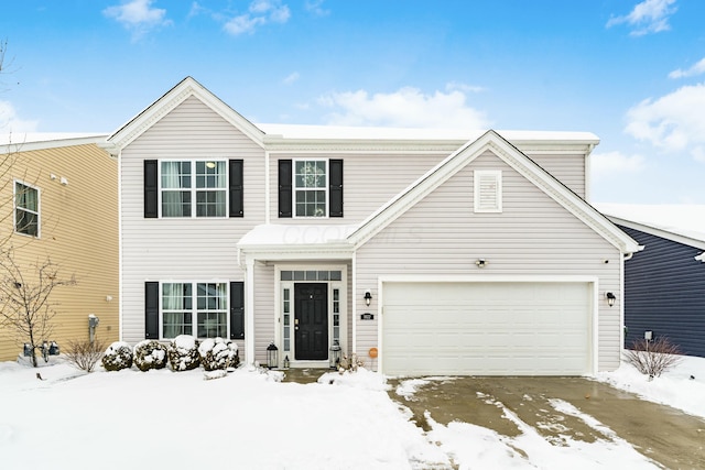 view of front of house with a garage