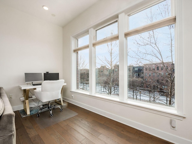 office area featuring hardwood / wood-style flooring